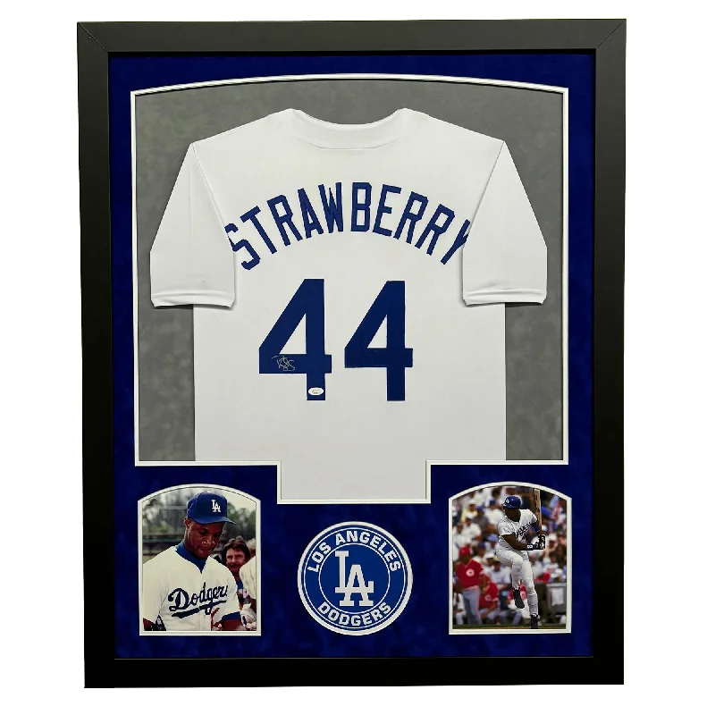 White Baseball Jersey for Classic Appeal-Darryl Strawberry Signed Los Angeles White Custom Suede Matte Framed Baseball Jersey