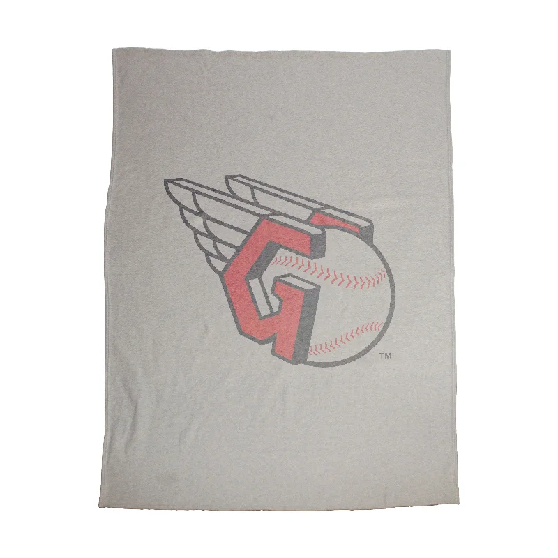 Plush Team Home Textiles for Comfort and Style in Fan Bedrooms-Cleveland Guardians Oversized Logo Sublimated Sweatshirt Blanket