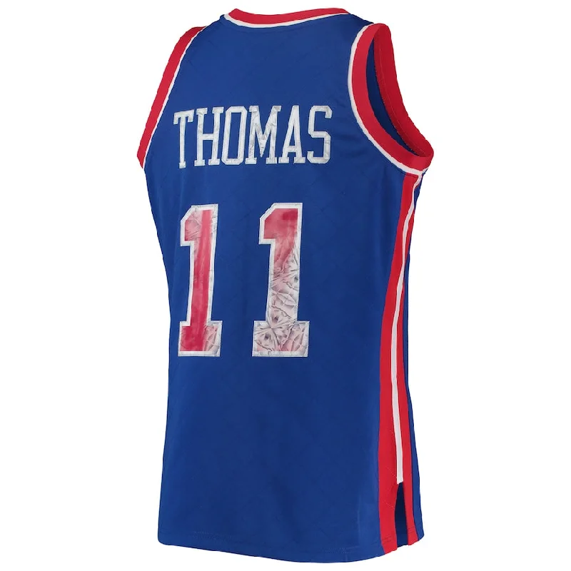 Team Basketball Jersey with Custom Fonts and Colors-D.Pistons #11 Isaiah Thomas Mitchell & Ness 1996-97 Hardwood Classics 75th Anniversary Diamond Swingman Jersey Blue Stitched American Basketball Jersey