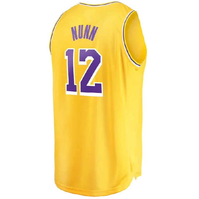 Custom Basketball Jersey with Team and Player Name-LA.Lakers #12 Kendrick Nunn Fanatics Branded 2021-22 Fast Break Replica Jersey Icon Edition Gold Stitched American Basketball Jersey