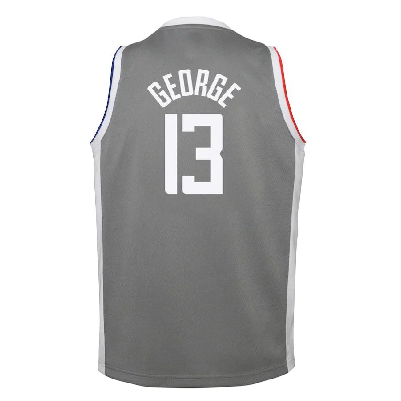 Comfortable Basketball Jersey for Kids’ Leagues-LA.Clippers #13 Paul George 2020-21 Swingman Player Jersey Gray Earned Edition Stitched American Basketball Jersey