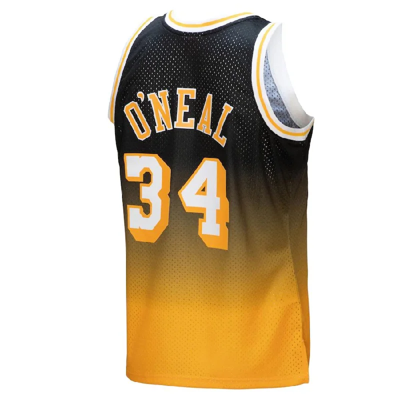 Premium Basketball Jersey for International Teams-LA.Lakers #34 Shaquille O'Neal Mitchell & Ness 1996-97 Hardwood Classics Fadeaway Swingman Player Jersey  Gold Black Stitched American Basketball Jersey