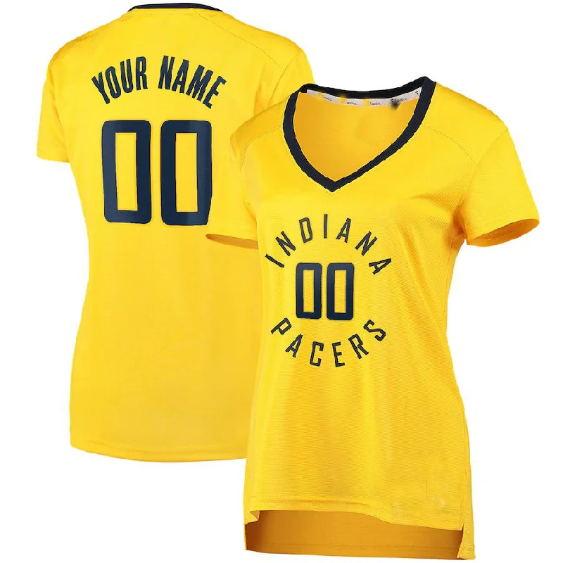 Basketball Jersey for Casual Sports Fans-Custom IN.Pacers Fanatics Branded Fast Break Replica Jersey Gold Statement Edition Stitched Basketball Jersey