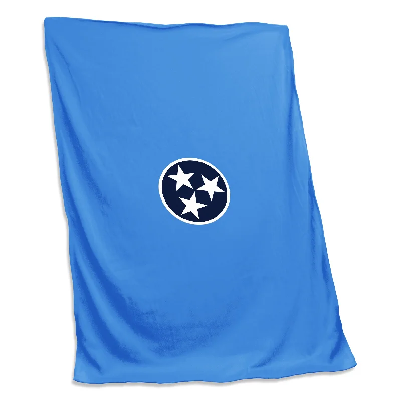 Eco-Friendly Team Home Textiles for Sustainable Support-State of TN Tri-Star Titan Blue Sweatshirt Blanket (Screened)