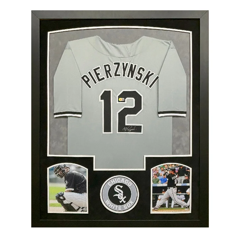 Baseball Jersey for Casual Everyday Wear-AJ Pierzynski Signed 06 WS Champs Chicago Grey Custom Suede Matte Framed Baseball Jersey (Beckett)