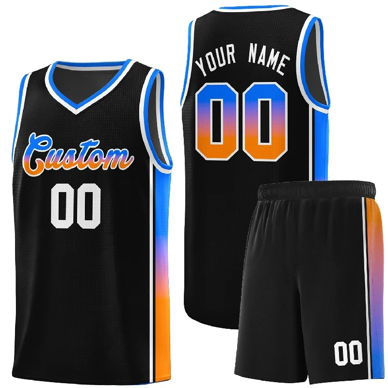 Comfortable Basketball Jersey for Practice Sessions-Custom Black Orange-Royal Gradient Fashion Sports Uniform Basketball Jersey