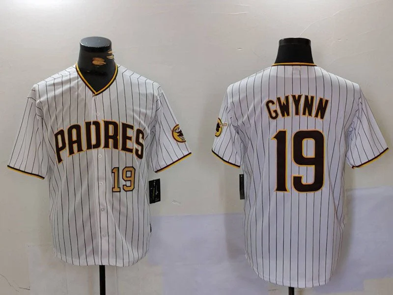 Modern Baseball Jersey with Street Style-San Diego Padres #19 Tony Gwynn White Team Logo Stitched Cool Base Baseball Jersey