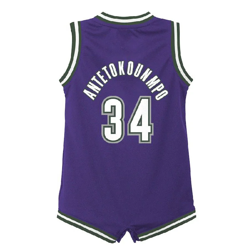 Modern Basketball Jersey with Bold Lettering and Graphics-M.Bucks #34 Giannis Antetokounmpo Infant 2022-23 Swingman Jersey Purple Classic Edition Stitched American Basketball Jersey