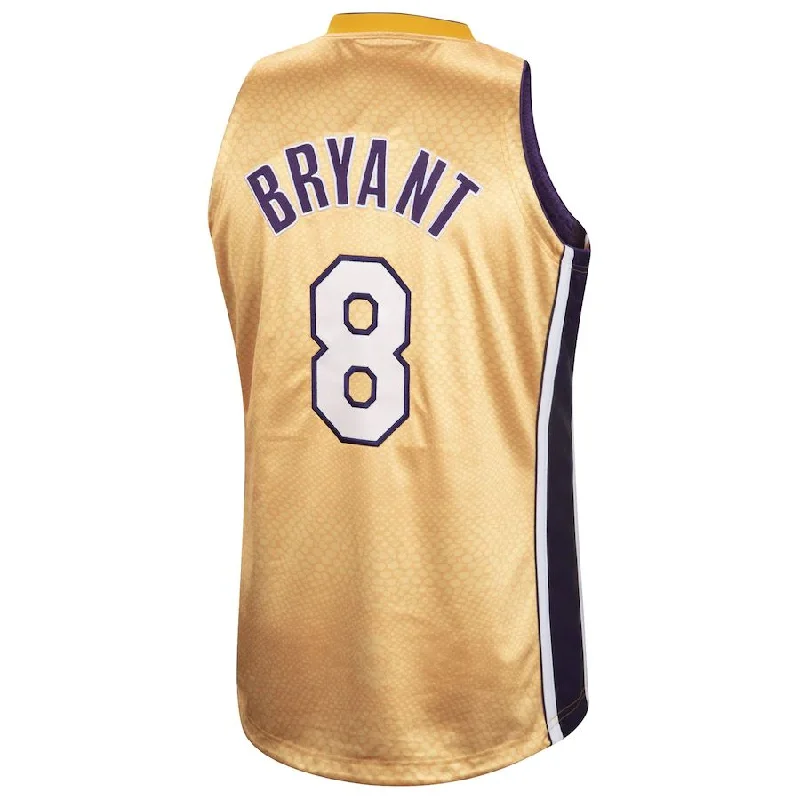 Personalized Basketball Jersey for Men and Women-LA.Lakers #8 Kobe Bryant Mitchell & Ness Authentic Reversible Jersey Gold Purple Stitched American Basketball Jersey