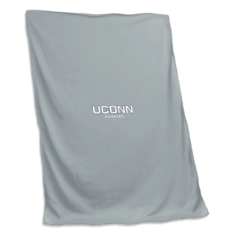 Customizable Team Home Textiles for Ultimate Fan Bedrooms-UConn Gray Screened Sweatshirt Blanket