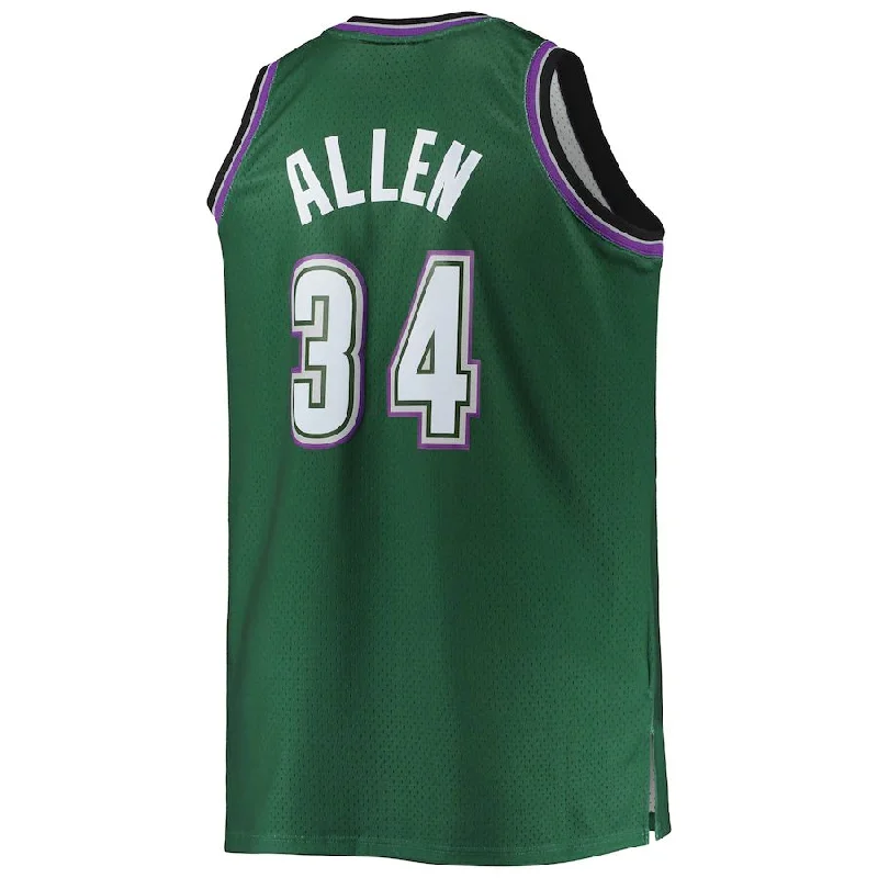 Performance Basketball Jersey with Stretch Fabric-M.Bucks #34 Ray Allen Mitchell & Ness Big & Tall 1996-97 Hardwood Classics Swingman Jersey Hunter Green Stitched American Basketball Jersey