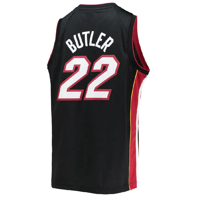 Stylish Basketball Jersey for Casual Outfits-M.Heat #22 Jimmy Butler 2021-22 Diamond Swingman Jersey  Icon Edition Black Stitched American Basketball Jersey