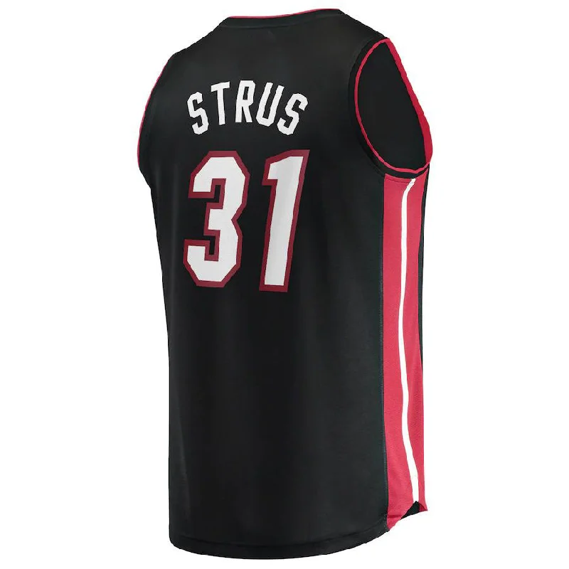 Comfortable Basketball Jersey for Sports Training-M.Heat #31 Max Strus Fanatics Branded 2021-22 Fast Break Replica Jersey Icon Edition Black Stitched American Basketball Jersey