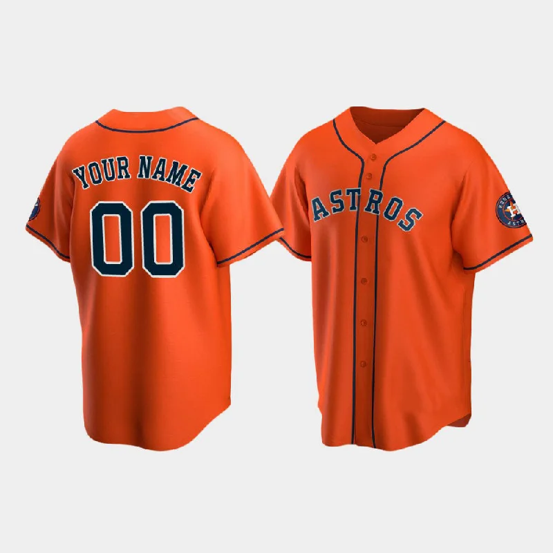 Comfortable Baseball Jersey for Practice Sessions-Custom Houston Astros Baseball Jerseys Orange Stitched Jerseys LOGO