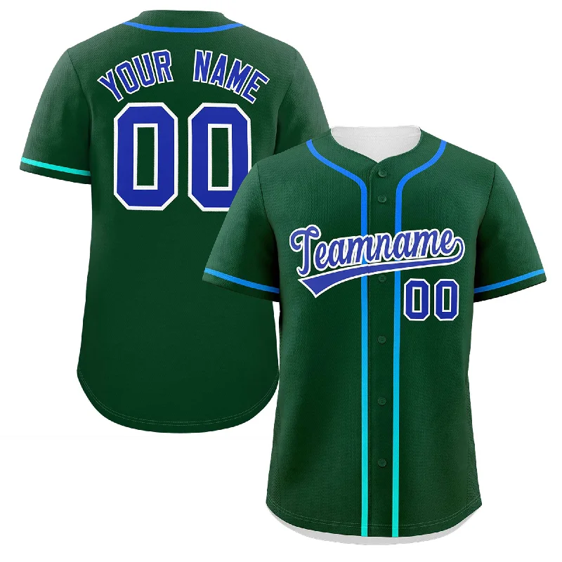 Baseball Jersey with Bold Lettering for Customization-Custom Green Royal Personalized Gradient Ribbed Design Authentic Baseball Jersey