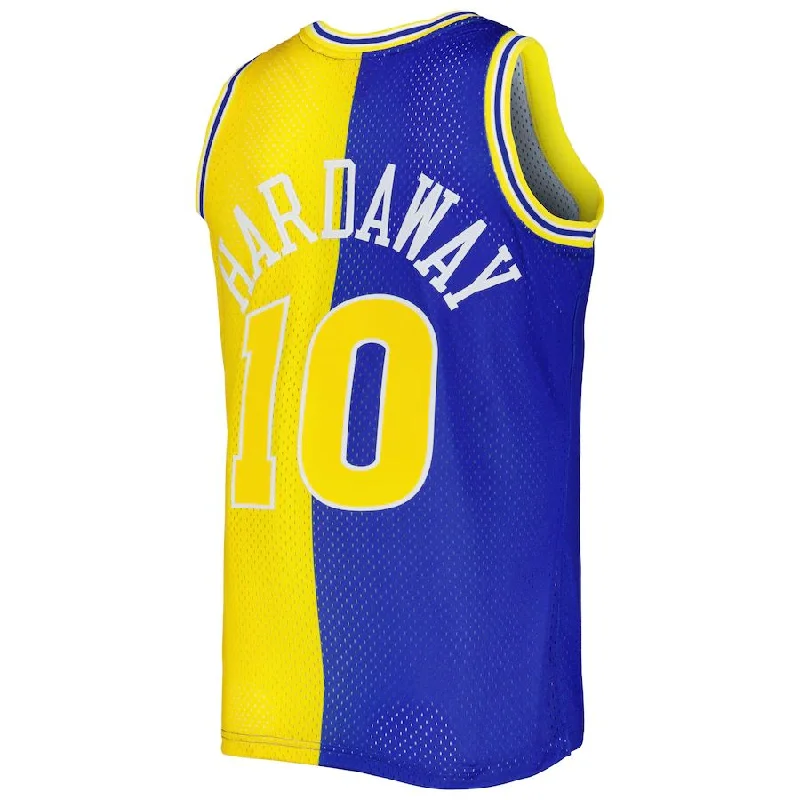 Customizable Basketball Jersey for Your Team-G.State Warriors #10 Tim Hardaway Mitchell & Ness Hardwood Classics 1990-91 Split Swingman Jersey Royal Gold Stitched American Basketball Jersey