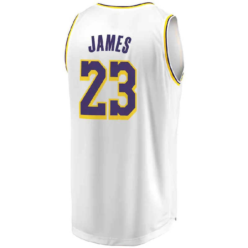 Team Basketball Jersey for Group Sports-LA.Lakers #23 LeBron James Fanatics Branded 2018-19 Fast Break Replica Jersey White Association Edition Stitched American Basketball Jersey