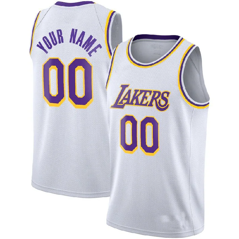 Youth Basketball Jersey with Bold Patterns-Custom LA.Lakers 2020-21 Swingman Jersey Association Edition  White Stitched Basketball Jersey