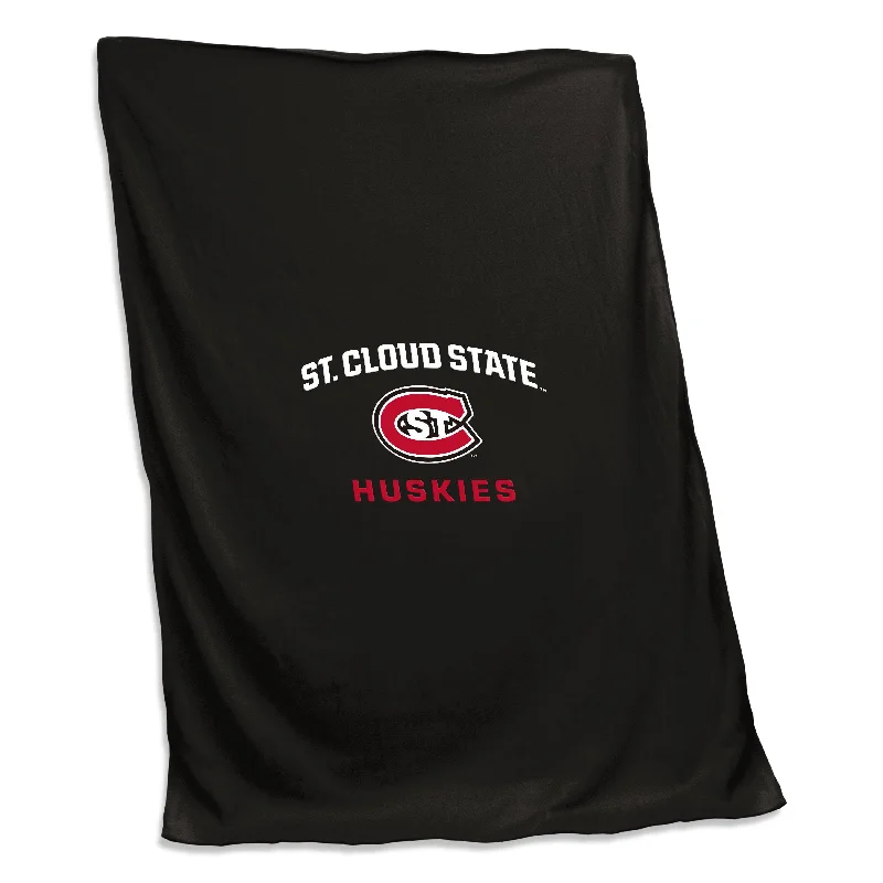 Custom Team Home Textiles with Team Logos and Colors for Fanatic Spaces-St Cloud State Screened Sweatshirt Blanket