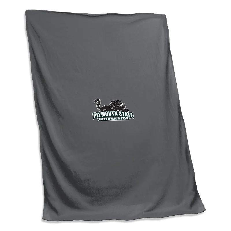 Soft Touch Team Home Textiles for Cozy Relaxation Areas-Plymouth State University Charcoal Screened Sweatshirt Blanket