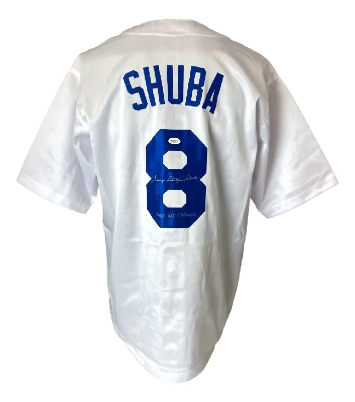 Baseball Jersey with Bold Team Colors-George Shuba Los Angeles Signed White Baseball Jersey 1955 WS Champs JSA Holo