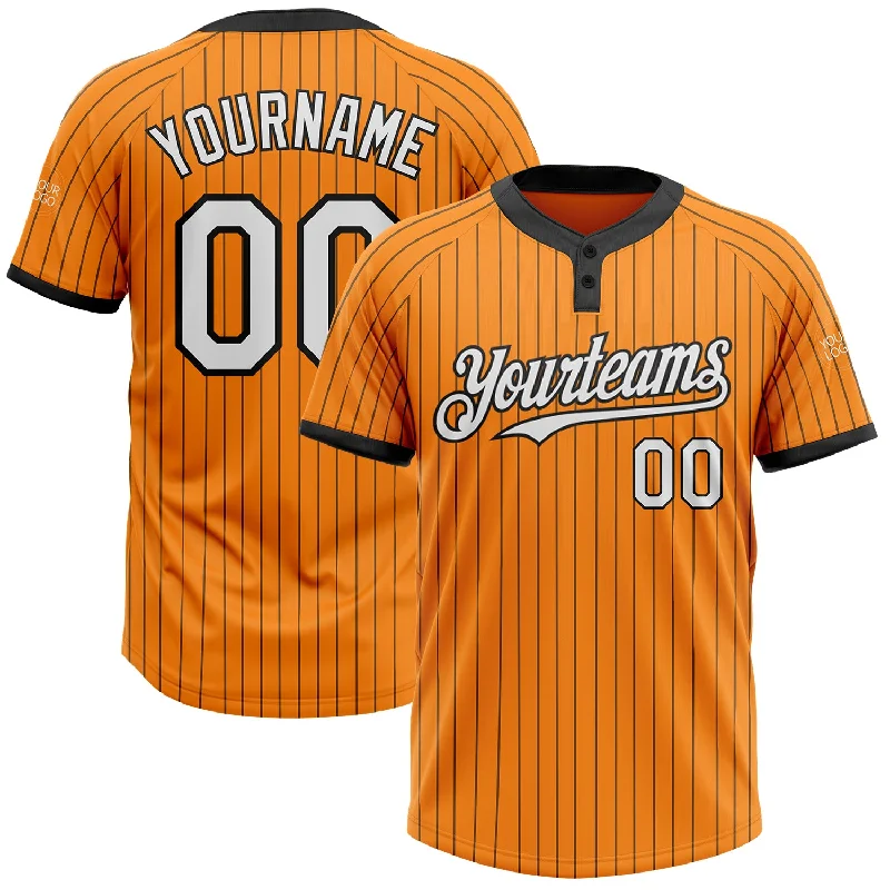 Custom Softball Jersey for College Teams-Custom Bay Orange Black Pinstripe White Two-Button Unisex Softball Jersey