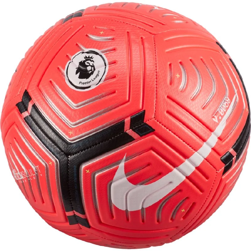 Football with Optimal Grip for Heavy Rain and Wet Fields-Nike 2020-21 Premier League Strike Soccer Ball - Laser Crimson/Metallic Silver/Black