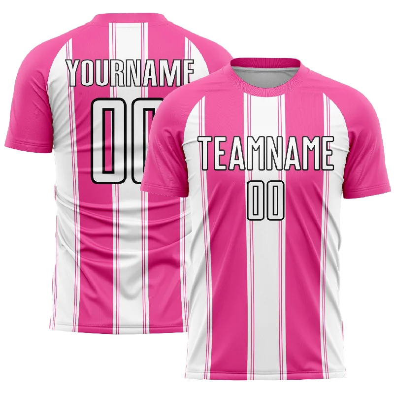 Unique Football Jersey with Custom Design-Custom Pink White-Black Line Sublimation Soccer Uniform Jersey