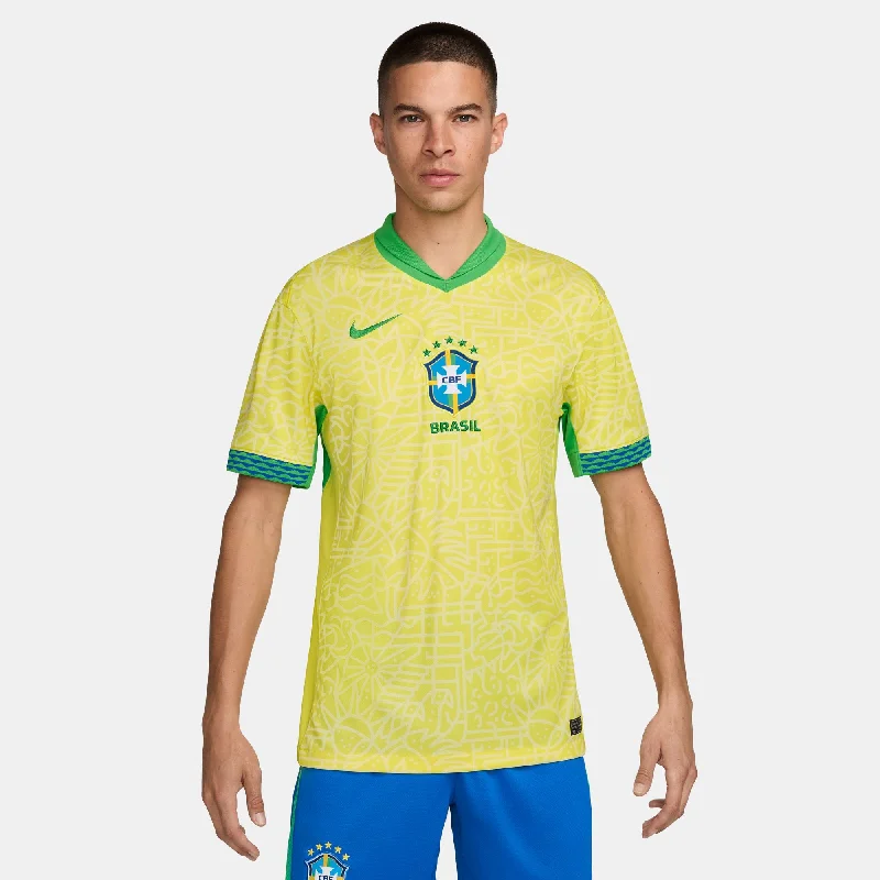 Football Jersey with Mesh Panels for Ventilation-Men's Brazil 2024 Stadium Home Kit