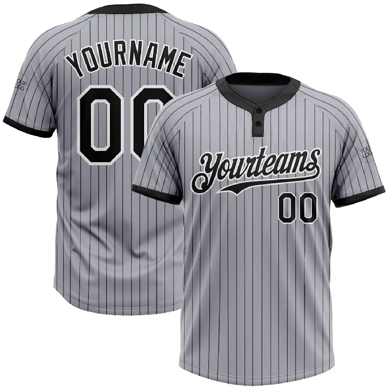 Casual Softball Jersey for Relaxed Wear-Custom Gray Black Pinstripe White Two-Button Unisex Softball Jersey