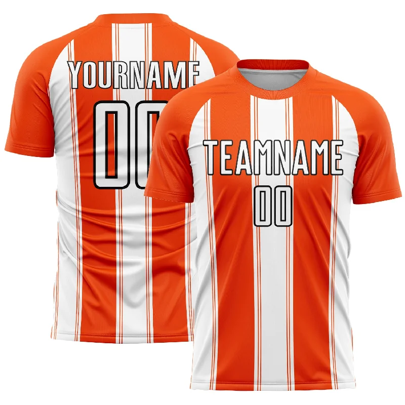 Personalized Football Jersey for Sports Teams-Custom Orange White-Black Line Sublimation Soccer Uniform Jersey