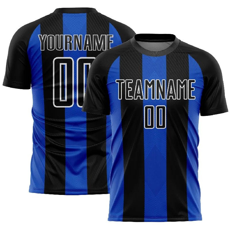 Premium Football Jersey for International Teams-Custom Black Thunder Blue-White Line Sublimation Soccer Uniform Jersey