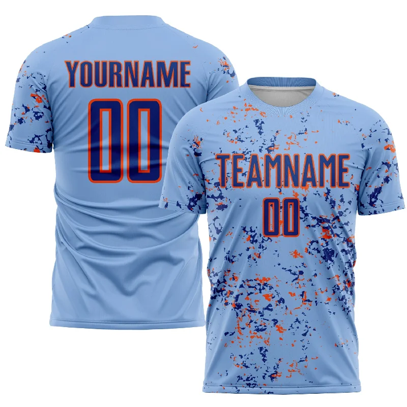 Vintage Football Jersey for Classic Design Lovers-Custom Light Blue Royal-Orange Abstract Fragment Art Sublimation Soccer Uniform Jersey