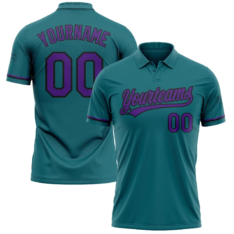 Eco-Friendly Golf Polo Shirt Made from Recycled Materials-Custom Teal Purple-Black Performance Vapor Golf Polo Shirt