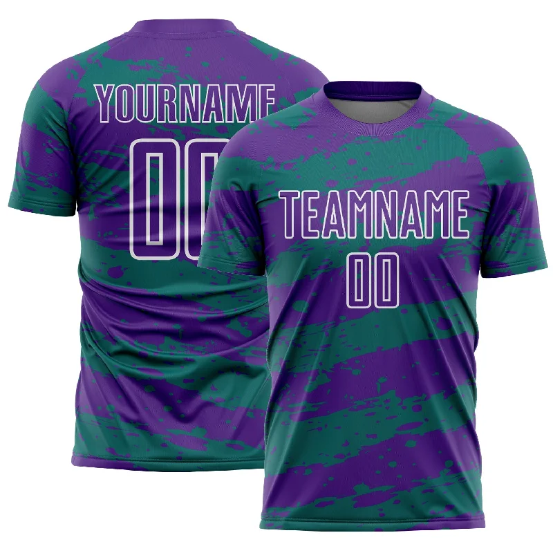 Bold Football Jersey with Team Colors-Custom Purple Teal-White Splash Sublimation Soccer Uniform Jersey