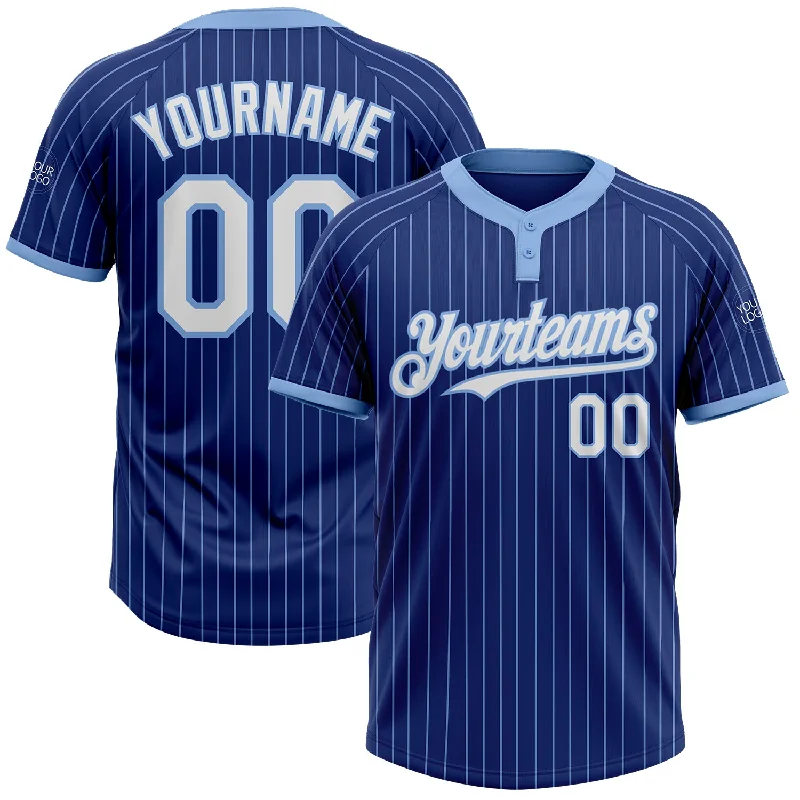 Retro Softball Jersey for Classic Fans-Custom Royal Light Blue Pinstripe White Two-Button Unisex Softball Jersey